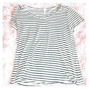 Green and white striped tee
